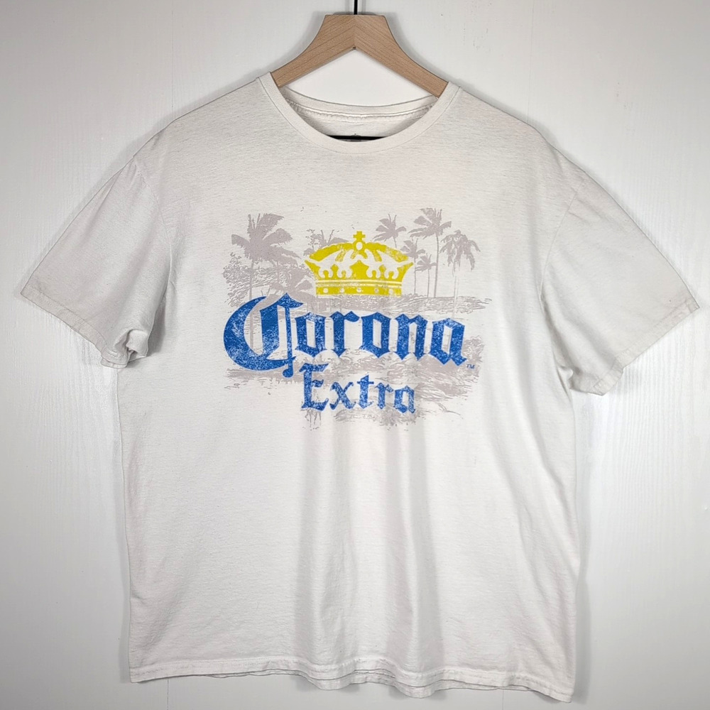 Corona Extra Beer T-Shirt Men’s XL White Graphic Tee Vintage Casual Cotton Logo